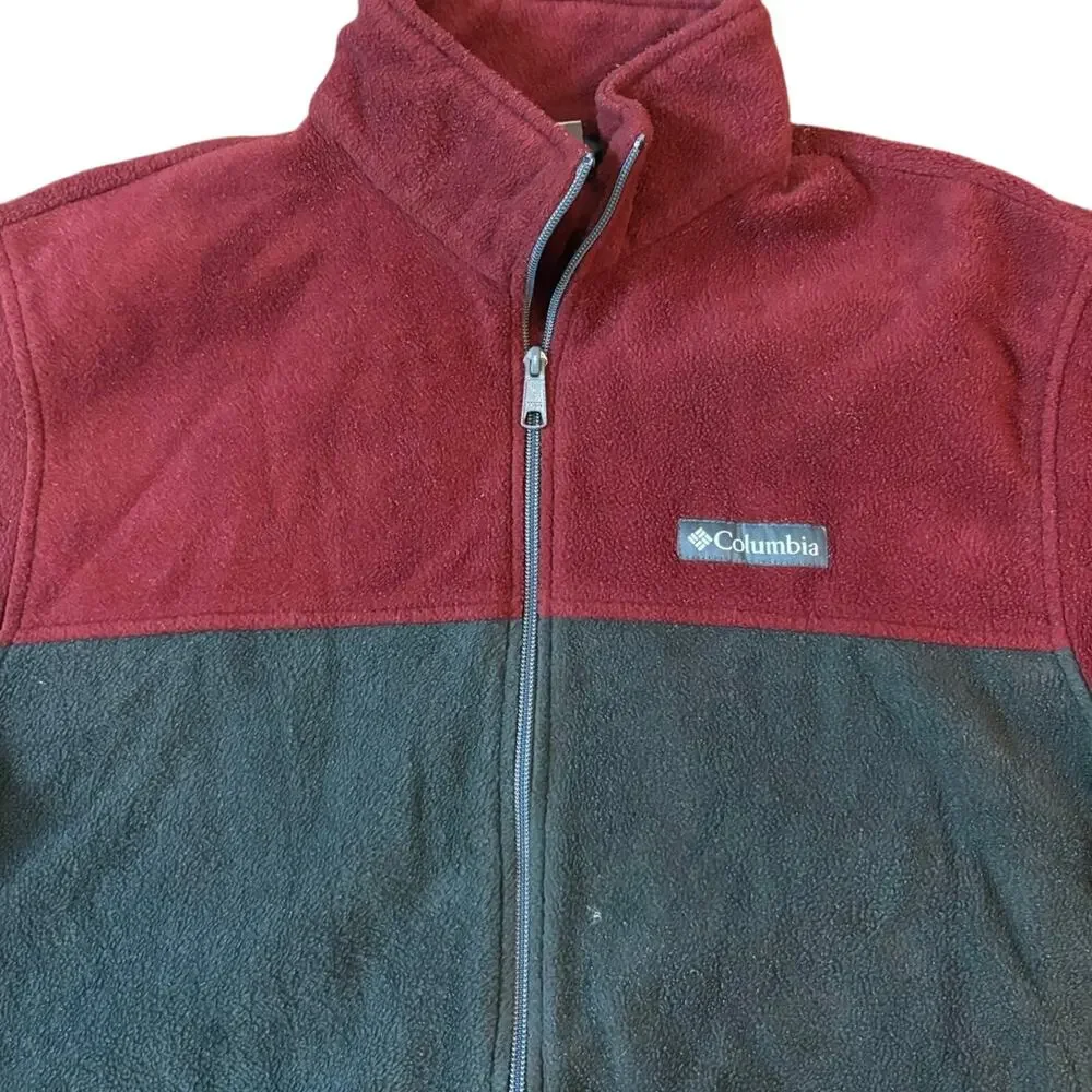 Men’s Large Red and Grey‎ Full Zip Fleece Jacket EUC